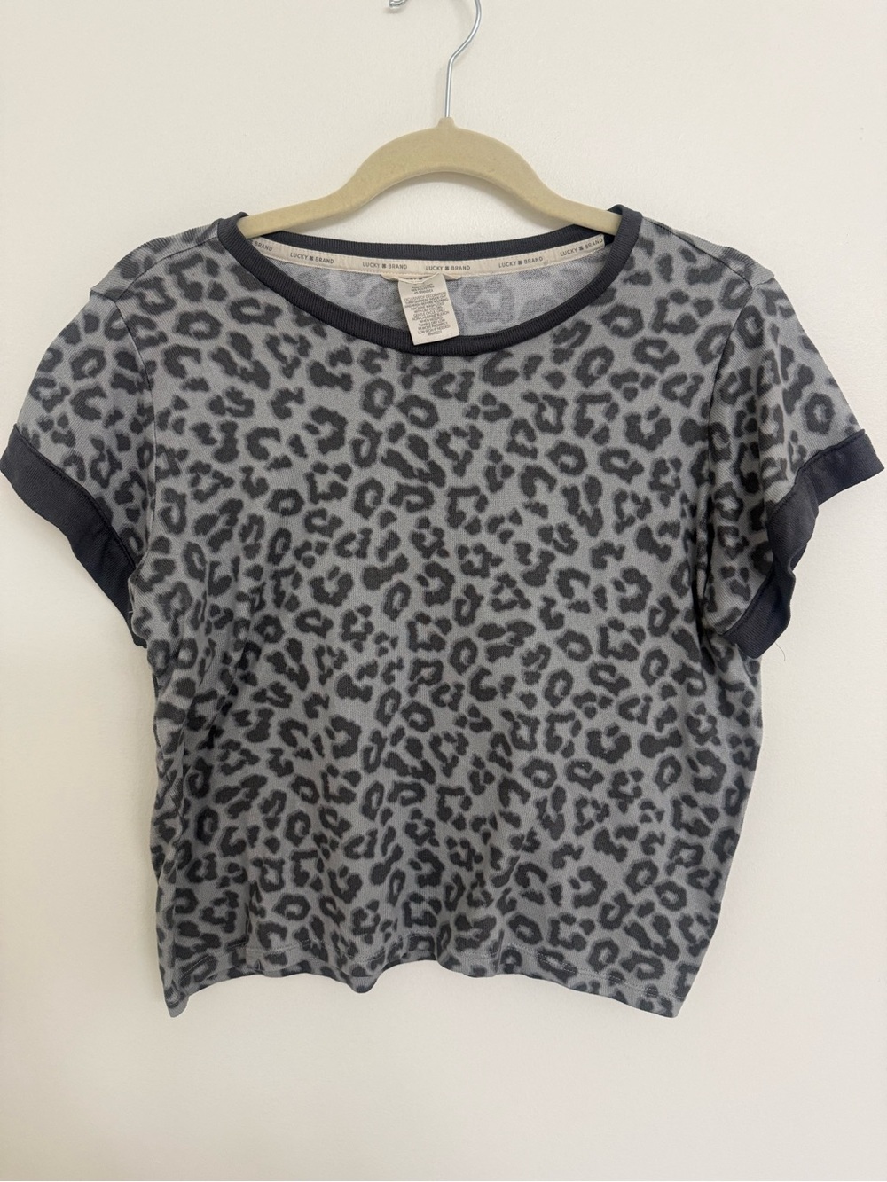 Lucky Brand Women's loungwear Grey Leopard Print Short Sleeve, Tank Top & Short
